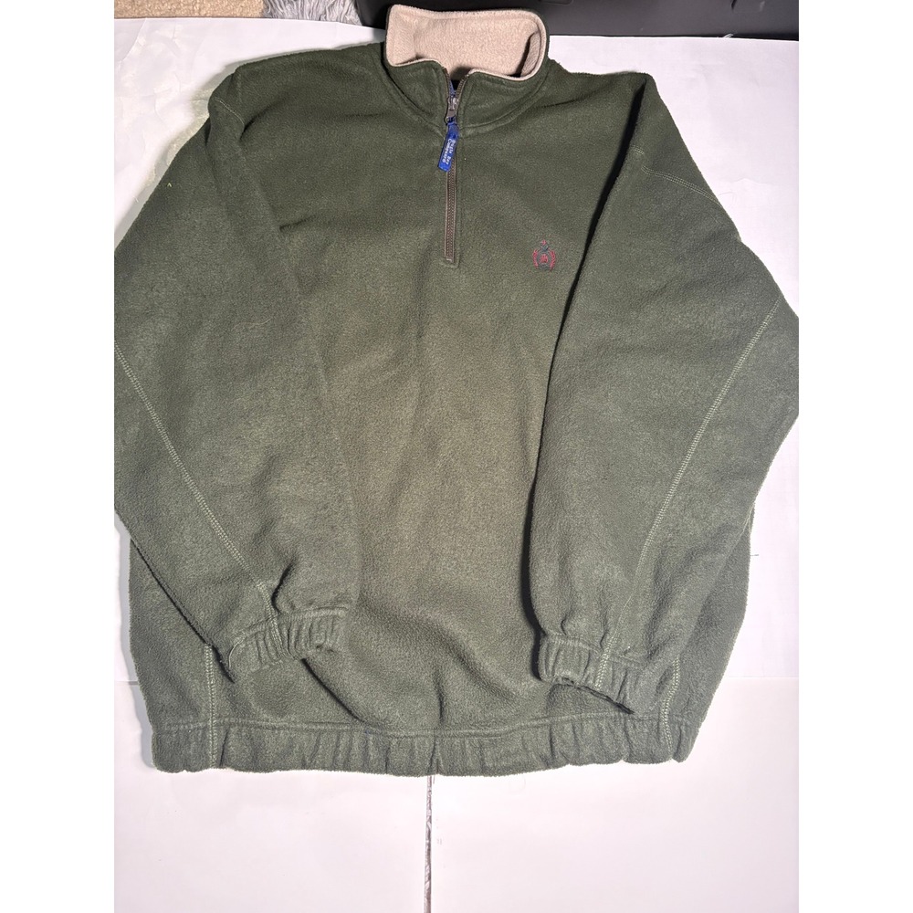 Bugle Boy Company Men's L Green Fleece‎ Quarter Zip Pullover Retro Vintage Style